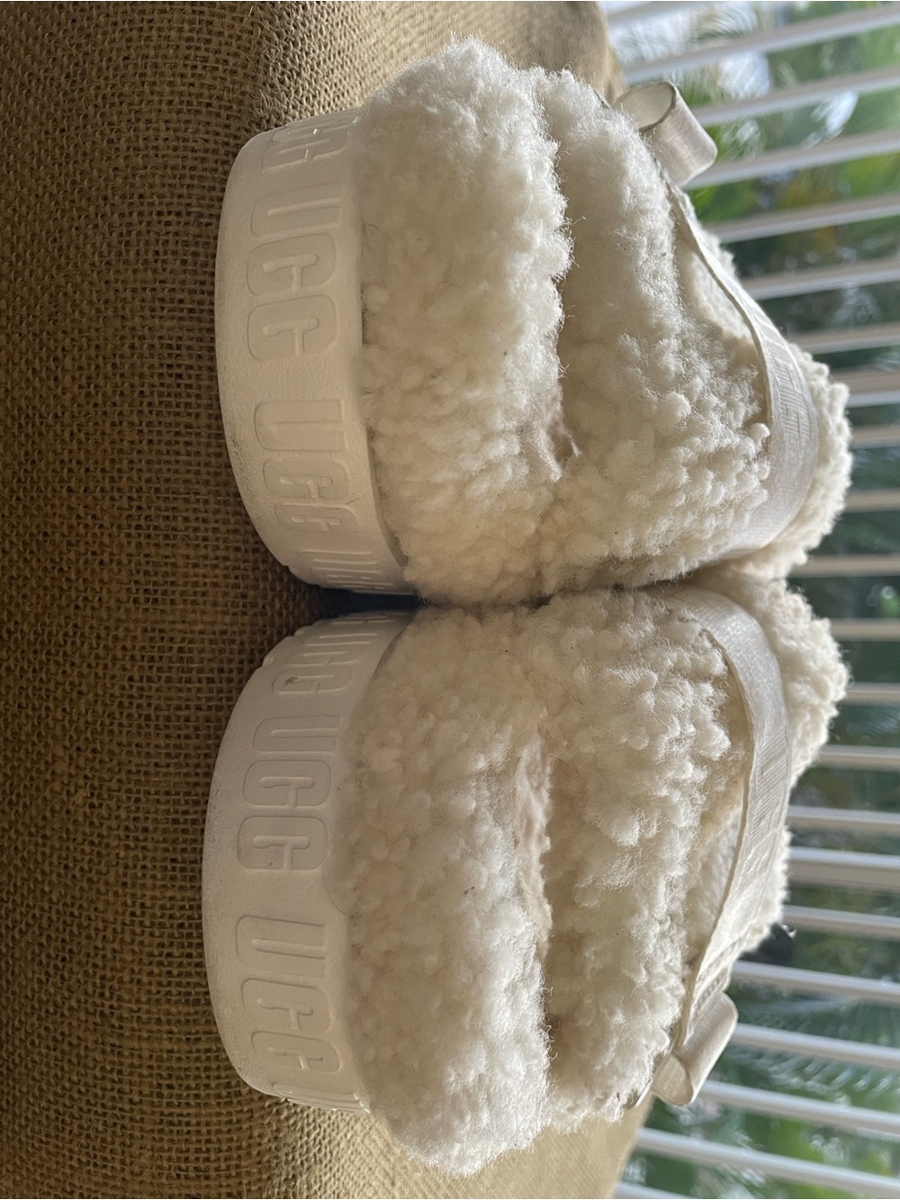 UGG Fluffita Slide Sandals in Off-White - Picture 9 of 14